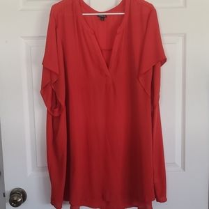 TORRID Fire Orange V Neck Short Sleeve Top